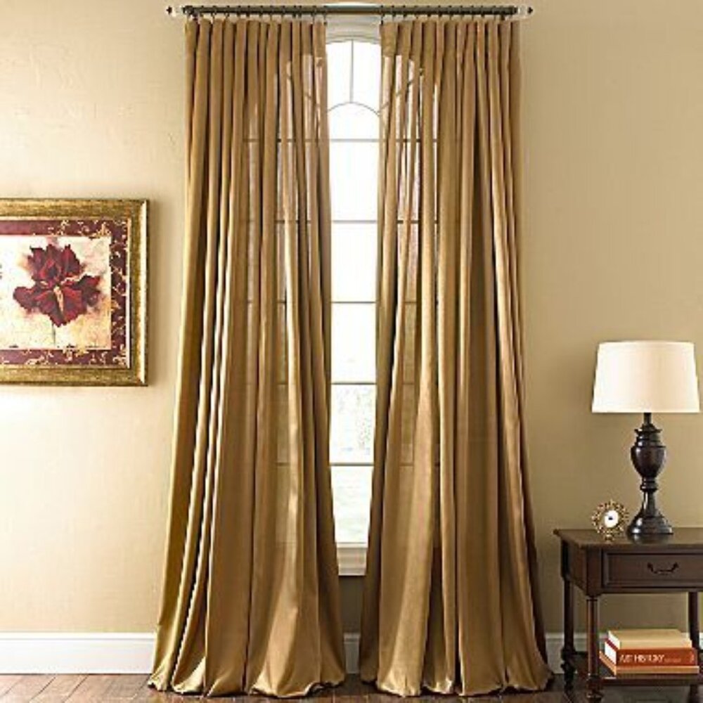 Royal Velvet Hilton Shiny Gold Curtain 4 Curtain Panels 54" x 84"